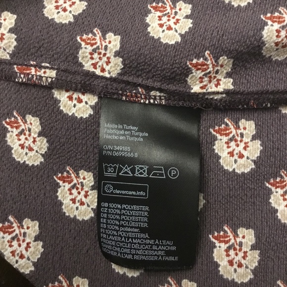 H&M Boho Midi Dress Floral Print Long Sleeve Asymmetrical Hem Button Down Size 2 - Picture 9 of 14